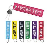 QJS PATCH Custom Keychain,Personalized Keyring,Colored Key Tag, Double Sided Embroidery Keychain Tag with Text/Number，Key Ring Accessories for Motorcycles,Scooters,Cars and Gifts