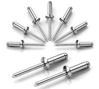 qjuwhua 100 Pieces Rivets 4.8x12mm 304 Stainless Steel Pop Rivets Large Dome Head Open End Blind Rivet Silver for Metal Wood Plastic Indoor Outdoor Fixings