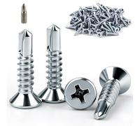 qjuwhua 120 PCS M3.5 X 25mm Self Drilling Screws for Metal Self Drilling Countersunk Screws Galvanized Self Tapping Screw Self Tappers Screws for Metal Plasterboard Wood Plastic Sheet Roofing Window