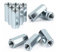 qjuwhua M6x10x40mm Long Hex Coupling Nut 20 Pcs Threaded Bar Rod Nuts
