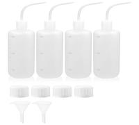 qjuwhua Squeeze Bottle 500ml 4 Pcs Safety Wash Bottle Plastic Tattoo Bottles with Scale 4 Screw Caps Nozzle Labels Funnel for Lab Plant DIY Squirt Water Condiment Airbrush Cleaner Detergent