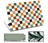 QJUZO Compatible with MacBook Air 13 inch Case 2025 2024 2023 2022 M4 M3 M2 A3240 A3113 A2681, Laptop Hard Shell Cover with Screen Protector + Keyboard Cover for MacBook Air 13.6" - Brown Green Plaid
