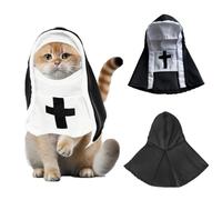 QJWBZ Pet Cat Dog Nun Costume: Cloak Outfit Small Cat Dog Halloween Cosplay Outfit Costume Nun for Small Dogs Puppy Dress Up Pets Apparel Holiday Party Clothes (S (3.3 lbs-5.5 lbs))