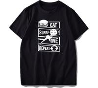 QJXXPVAX Eat Sleep Dive Repeat Design Cotton Camiseta Homme Humor T Shirt Black S