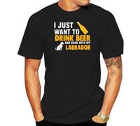 QJXXPVAX I JUST Want to Drink Beer and Hang with My Labrador T-Shirt Black XXL