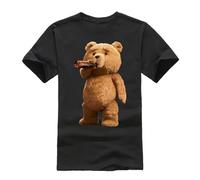 QJXXPVAX Men's Printed Lovely Ted Bear Drink Beer Poster T Shirts Black M