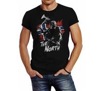 QJXXPVAX The North Viking Maniac Berserker Norway Valhalla Odin Ragnar T-Shirt Black XXL