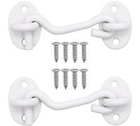 QJZXUEZHEN 2Pcs 3 inch Barn Door Lock, Cabin Hook Eye Latch Gate Hook with Mounting Screws (White)