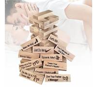Qkansiw Couples Tumble Tower Game - 48 Romantic Challenges, Fun Wooden Stacking Game, Date Night & Valentine’s Day Gift for Couples & Lover