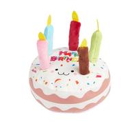 Qkbuza Birthday Cake Squeaky Dog Toy 2 Pieces Cake Shape Chewing Toys 17x17x9cm Pet Supplies For Small Medium Dogs Celebrate Your Dog's Happy Birthday Daily Companion