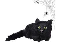 Qkbuza Cat Figurine for Halloween | Realistic Plush Cat Figurine for Halloween Party | Cute House Decoration for Parties House Hantee Evening Photo Seance Indoor Outdoor Kitchen