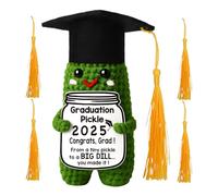 Qkbuza Crochet Pickle with 5 Multicoloured Fringes | Office Decoration Graduation Gift with Encouragement Card for Teen Friends High School Birthday Student