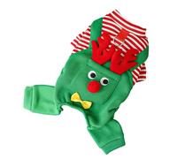 Qkbuza Dog Christmas Outfit Dog Christmas Elfs Costume Polyester Green Striped Cat Costume Fancy Deer Cosplay Dress For Small Medium Puppy Dogs Cat Dress Up Holiday Photograph Festival