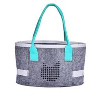 Qkbuza Felt Bag for Women, Felt Bag with Handles - Oval Felt Transport Travel Bag - Foldable Cosmetic Container, Children's Travel Toy Organiser, Picnic Bag with Handles for Work &, blue, see