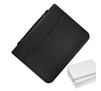 Qkbuza Folio Document Organizer Expanding File Folder Folder A4 Binder Organizer PU Leather Zipper Receipt Holder Multifunctional Business Organizer Binder