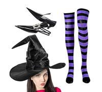 Qkbuza Halloween Witch Costume - Masquerade Clothing Set, Halloween Cosplay Costume Set Complete Accessories for Birthday Haunted House Shows and Other Events