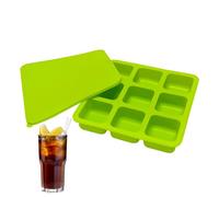 Qkbuza Ice Cube Trays for Freezer, 9 Compartments, Reusable Silicone Utensils with Lid, Mould for Square Ice Cubes, for Whiskey, Coffee, Kitchen Parties, Drinking, Food, Bar, Camping