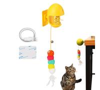 Qkbuza Interactive Cat Toy - Electric Pet Teaser with Sound | Interactive Cat Toy with Retractable Rope | for Bedroom Office Wardrobe Wall Door Frame Small to Large