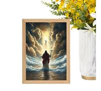 Qkbuza Jesus Night Light | 4D Christ LED Frame | Christian Religious Decoration LED for Home Church Living Room Bedroom Christmas Birthday Gift Women Men
