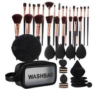 Qkbuza Makeup Brush Set With Case, Forty Seven Pieces Makeup Brush Kit - Compact Powder, Cosmetic Tools For Black Women, Portable Blenders For Face
