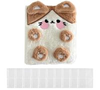 Qkbuza Plush Photocard Binder | 4 Pockets A6 Card Protector Cute Plush Cartoon Patterned Card Protector - Korean Photocard Organizer - for Adults, Teens, Family and Friends