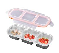 Qkbuza Stainless Steel Snack Box - Stackable Reusable Fruit Box with Divider,Multi Compartment, Leakproof, Silicone Sealed Food Storage for Meal Prep, Take-Out Condiments
