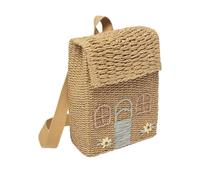 Qkbuza Straw Woven Backpack,Straw Backpack,Hand Worn Woven Backpack, Straw Shoulder Bag, Hand Woven Backpack, Small Backpacks for Travel