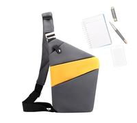 Qkbuza Travel Belt Bag for Men, Belt Bag, Shoulder Bag, Waterproof Slim Carry Pack Travel Sling Purse - Casual, Theft-Proof Belt Bag for Daily Coming to Work and on, Dark grey with yellow, Siehe