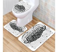 QKBVRHA 3 Piece Non-Slip Bath Mat Set,Luxury Thick Microfiber Shaggy Bathroom Rugs,Aegean teal liner stripe patterned linen texture background. Summer coasta,Machine Washable Quick Dry Rugs,Absorbent