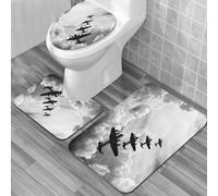 QKBVRHA 3 Piece Non-Slip Bath Mat Set,Luxury Thick Microfiber Shaggy Bathroom Rugs,Alaskan brown bear sow along the bank of the Brooks River with her two cub,Machine Washable Quick Dry Rugs,Absorbent