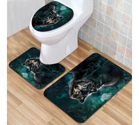 QKBVRHA 3 Piece Non-Slip Bath Mat Set,Luxury Thick Microfiber Shaggy Bathroom Rugs,Animal, an angel kitten with wings and halo, looking at the sky,Machine Washable Quick Dry Rugs,Absorbent