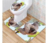 QKBVRHA 3 Piece Non-Slip Bath Mat Set,Luxury Thick Microfiber Shaggy Bathroom Rugs,Animals, the ferociousness of the mysterious wolf, adorned with creepy blu,Machine Washable Quick Dry Rugs,Absorbent