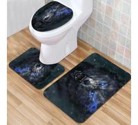 QKBVRHA 3 Piece Non-Slip Bath Mat Set,Luxury Thick Microfiber Shaggy Bathroom Rugs,Animals, the wolf cries beneath the full moon of snow dust, embrace the my,Machine Washable Quick Dry Rugs,Absorbent