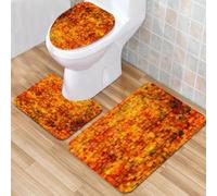 QKBVRHA 3 Piece Non-Slip Bath Mat Set,Luxury Thick Microfiber Shaggy Bathroom Rugs,Burnt Orange,Wood Texture with Natural Patterns Oak Ti,Machine Washable Quick Dry Rugs,Absorbent