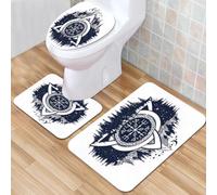 QKBVRHA 3 Piece Non-Slip Bath Mat Set,Luxury Thick Microfiber Shaggy Bathroom Rugs,Celtic, the mysterious totem of Nordic knots,Machine Washable Quick Dry Rugs,Absorbent