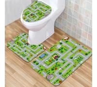 QKBVRHA 3 Piece Non-Slip Bath Mat Set,Luxury Thick Microfiber Shaggy Bathroom Rugs,City sketch, man in a red coat walking through the dark, black and white s,Machine Washable Quick Dry Rugs,Absorbent