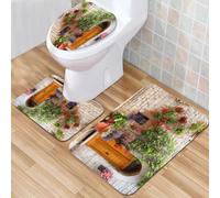 QKBVRHA 3 Piece Non-Slip Bath Mat Set,Luxury Thick Microfiber Shaggy Bathroom Rugs,Colorful Forest Autumn Sunbeams Golden Leaves Seasonal Trees,Machine Washable Quick Dry Rugs,Absorbent