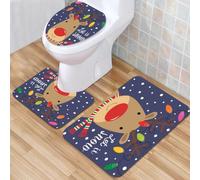 QKBVRHA 3 Piece Non-Slip Bath Mat Set,Luxury Thick Microfiber Shaggy Bathroom Rugs,Deer, close-up of the male deer among withered branches and yellow leaves,Machine Washable Quick Dry Rugs,Absorbent