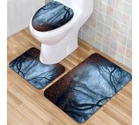 QKBVRHA 3 Piece Non-Slip Bath Mat Set,Luxury Thick Microfiber Shaggy Bathroom Rugs,Dinosaurs living in the jungle illustration,Machine Washable Quick Dry Rugs,Absorbent