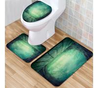 QKBVRHA 3 Piece Non-Slip Bath Mat Set,Luxury Thick Microfiber Shaggy Bathroom Rugs,Empty sand beach with blue sea coconut tree and blue sky background. Summe,Machine Washable Quick Dry Rugs,Absorbent