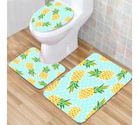 QKBVRHA 3 Piece Non-Slip Bath Mat Set,Luxury Thick Microfiber Shaggy Bathroom Rugs,Exotic jungle plants illustration pattern with toucan bird.,Machine Washable Quick Dry Rugs,Absorbent