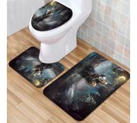 QKBVRHA 3 Piece Non-Slip Bath Mat Set,Luxury Thick Microfiber Shaggy Bathroom Rugs,Fantasy, magic, forest, fairyland, fairy tale, jungle, trees, flowers, bra,Machine Washable Quick Dry Rugs,Absorbent