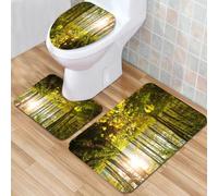 QKBVRHA 3 Piece Non-Slip Bath Mat Set,Luxury Thick Microfiber Shaggy Bathroom Rugs,Forest, tropical jungle ravine living scene,Machine Washable Quick Dry Rugs,Absorbent