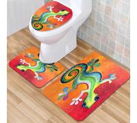 QKBVRHA 3 Piece Non-Slip Bath Mat Set,Luxury Thick Microfiber Shaggy Bathroom Rugs,Green plant intact jungle Nature Concerns,Machine Washable Quick Dry Rugs,Absorbent