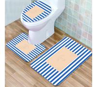 QKBVRHA 3 Piece Non-Slip Bath Mat Set,Luxury Thick Microfiber Shaggy Bathroom Rugs,Harbor Stripe, Vintage Barber Pole Helix of Colored Stripes Medieval,Machine Washable Quick Dry Rugs,Absorbent