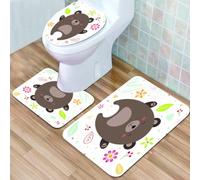 QKBVRHA 3 Piece Non-Slip Bath Mat Set,Luxury Thick Microfiber Shaggy Bathroom Rugs,Illustration of a chef with a suit cook icon,Machine Washable Quick Dry Rugs,Absorbent