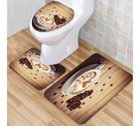 QKBVRHA 3 Piece Non-Slip Bath Mat Set,Luxury Thick Microfiber Shaggy Bathroom Rugs,Italian decor, summer village by the Mediterranean Sea with,Machine Washable Quick Dry Rugs,Absorbent