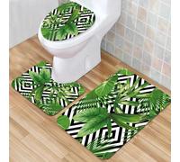 QKBVRHA 3 Piece Non-Slip Bath Mat Set,Luxury Thick Microfiber Shaggy Bathroom Rugs,Jungle, Tropical Lake Mangrove Rainforest path through the lusters,Machine Washable Quick Dry Rugs,Absorbent