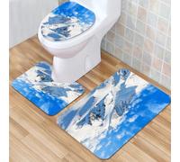QKBVRHA 3 Piece Non-Slip Bath Mat Set,Luxury Thick Microfiber Shaggy Bathroom Rugs,Landscape Africa Wild Savannah Elephant Safari Sunset Animals Arid Bush,Machine Washable Quick Dry Rugs,Absorbent