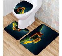 QKBVRHA 3 Piece Non-Slip Bath Mat Set,Luxury Thick Microfiber Shaggy Bathroom Rugs,Leaf of Red Gray Coral on Abstract Big Coast Coastal Sketch Natural Color,Machine Washable Quick Dry Rugs,Absorbent